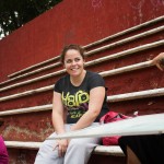Monica collaborates with her coach on strategies for the team.